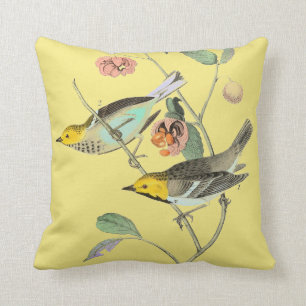 Vintage Songbird Pale Yellow Cushion