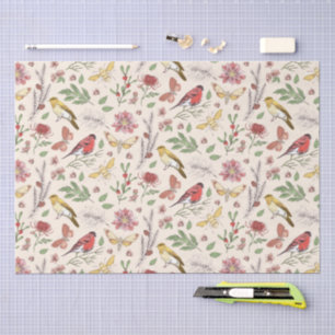Vintage Songbirds, Butterflies & Floral Botanical  Tissue Paper