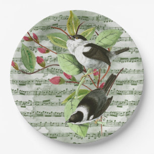 Vintage Songbirds on Sheet Music Paper Plate