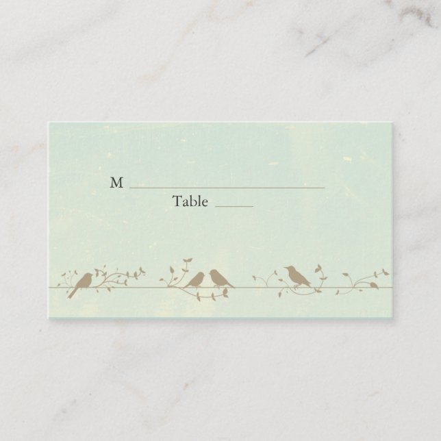 Vintage Songbirds Wedding Place Cards (Front)