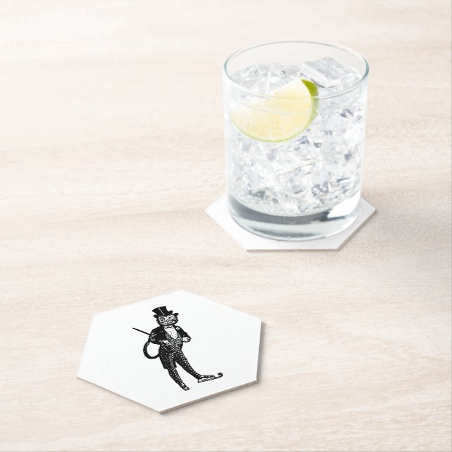 Vintage Sophisticated Opera Cat  Paper Coaster (Insitu)