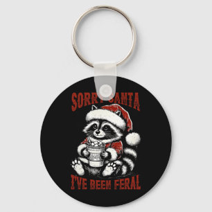 Vintage Sorry Santa I’ve Been Feral Racoon Lover Key Ring