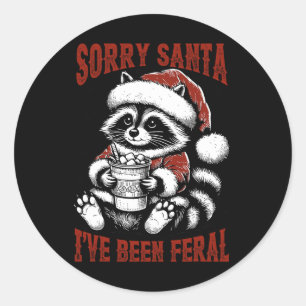 Vintage Sorry Santa I've Been Feral Racoon Christ Classic Round Sticker
