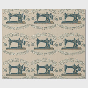 Vintage Soul Modern Stitches Sewing Wrapping Paper