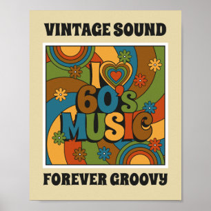 Vintage Sound Forever Groovy 1960s Music Inspired Poster