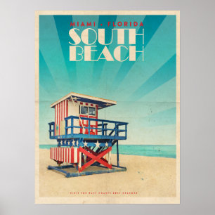 Vintage South Beach Florida Poster