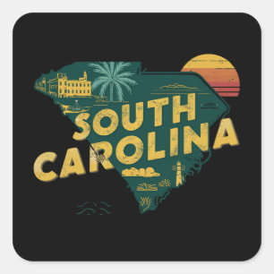 Vintage South Carolina State Map Square Sticker
