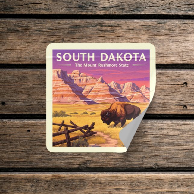 Vintage South Dakota Square Sticker (Creator Uploaded)
