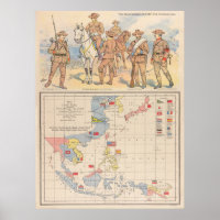 Vintage South Pacific Spanish American War Map