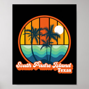 Vintage South Padre Island Texas Summer 90s Beach Poster
