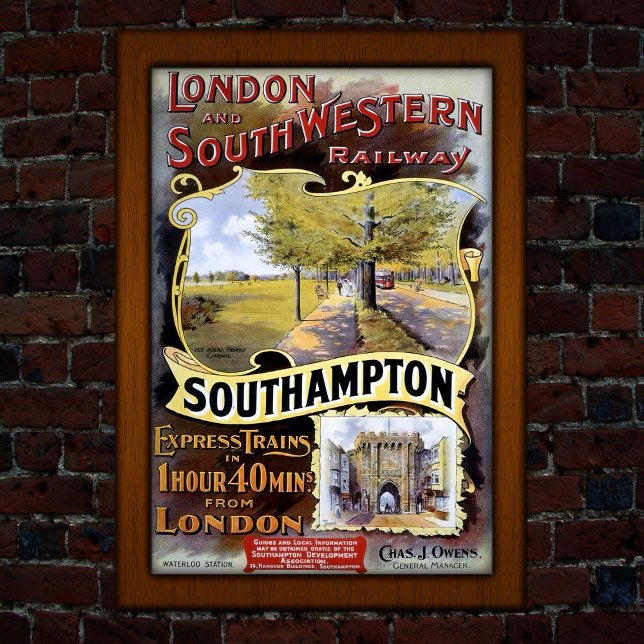 Vintage Southampton Train Travel Advertising  Poster (Creator Uploaded)