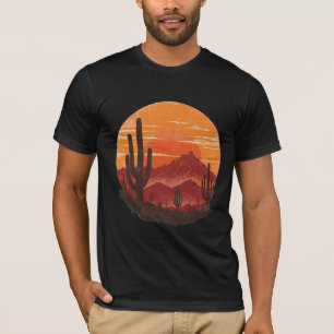 Vintage Southwest Desert Sunset Cactus Tee