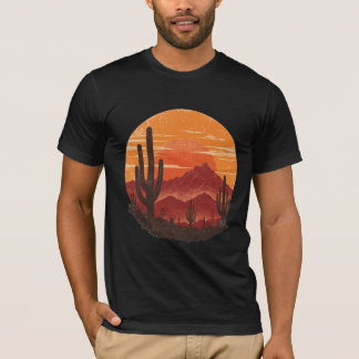 Vintage Southwest Desert Sunset Cactus Tee