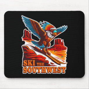 Vintage Southwest Skiing Adventure Themed Skier Ea Mouse Pad