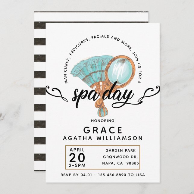 Vintage Spa Day Invitation (Front/Back)