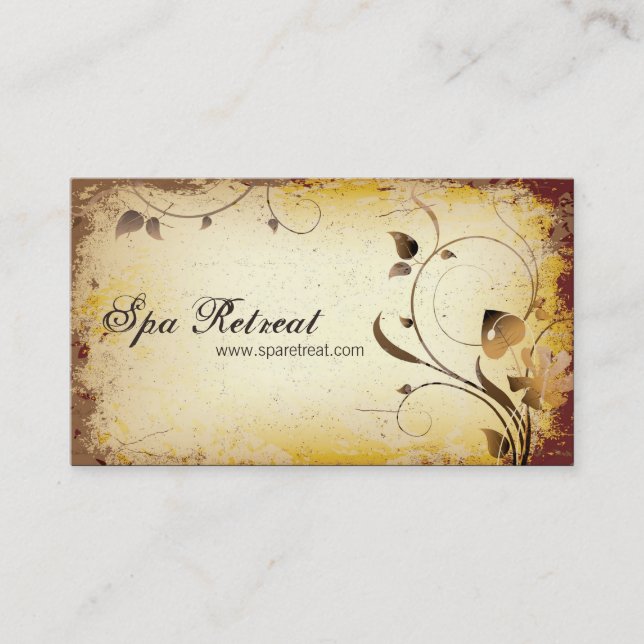 Vintage Spa Retreat Floral & Leafy Business Card (Front)