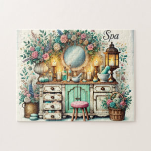Vintage Spa Vanity Self-Care Cabinet Shabby Chic Jigsaw Puzzle