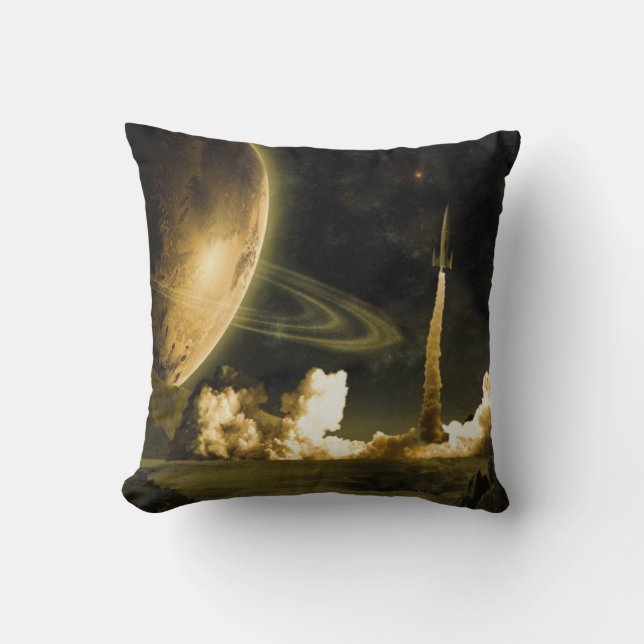 Vintage Space Launch Cushion (Front)