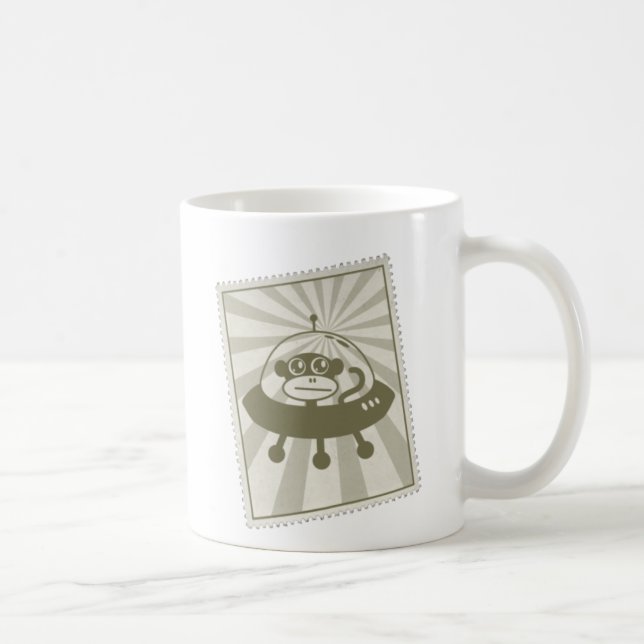 Vintage Space Monkey Stamp Mug With Logo (Right)