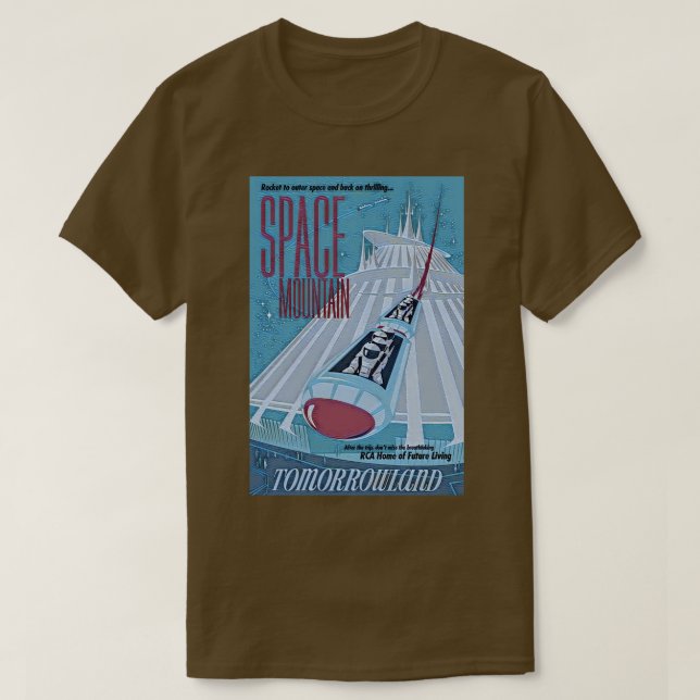 Vintage Space Mountain Poster T-Shirt (Design Front)