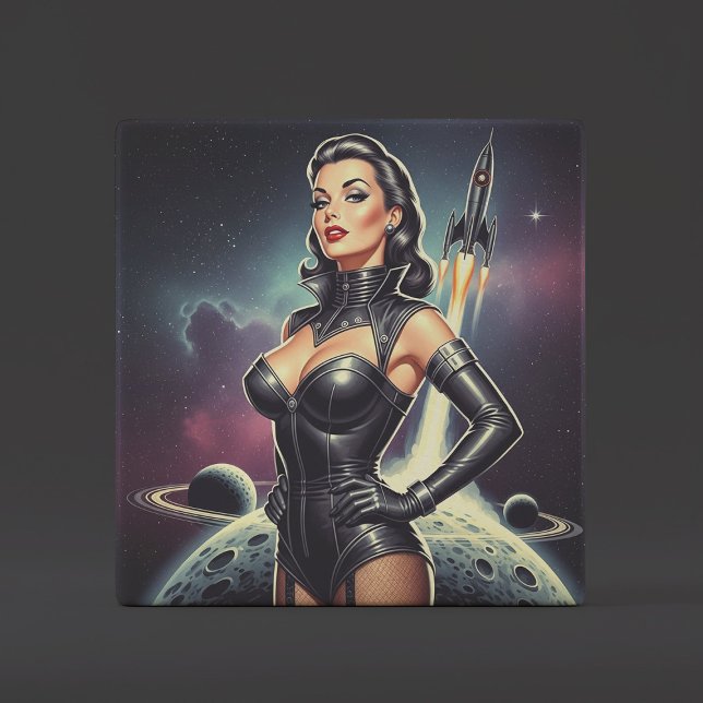 Vintage Space Pin-up Ceramic Tile (Creator Uploaded)