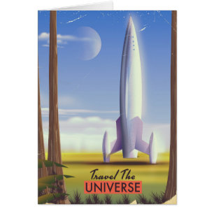 Vintage space rocket sci-fi poster.