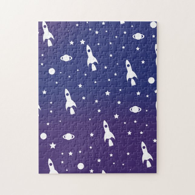vintage Space Rockets Pattern Jigsaw Puzzle (Vertical)