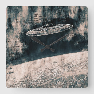 Vintage Space Square Wall Clock