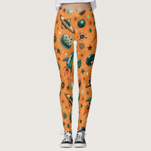 Vintage Spacecraft Rocket Ships Pattern -Cosmos(1) Leggings