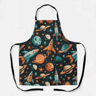 Vintage Spacecraft Rocket Ships Pattern -Cosmos(2) Apron