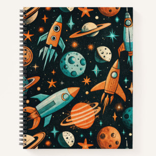 Vintage Spacecraft Rocket Ships Pattern -Cosmos(2) Notebook