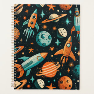 Vintage Spacecraft Rocket Ships Pattern -Cosmos(2) Planner