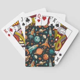 Vintage Spacecraft Rocket Ships Pattern -Cosmos(2) Playing Cards