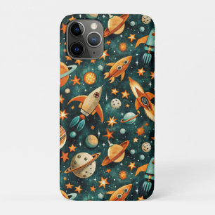 Vintage Spacecraft Rocket Ships Pattern -Cosmos(3) iPhone 11 Pro Case