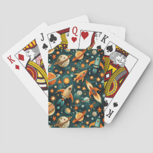 Vintage Spacecraft Rocket Ships Pattern -Cosmos(3) Playing Cards