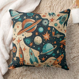 Vintage Spacecraft Rocket Ships Pattern -Cosmos(4) Cushion