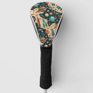 Vintage Spacecraft Rocket Ships Pattern -Cosmos(4) Golf Head Cover