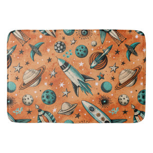 Vintage Spacecraft Rocket Ships Pattern -Cosmos(5) Bath Mat