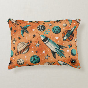 Vintage Spacecraft Rocket Ships Pattern -Cosmos(5) Decorative Cushion