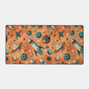 Vintage Spacecraft Rocket Ships Pattern -Cosmos(5) Desk Mat