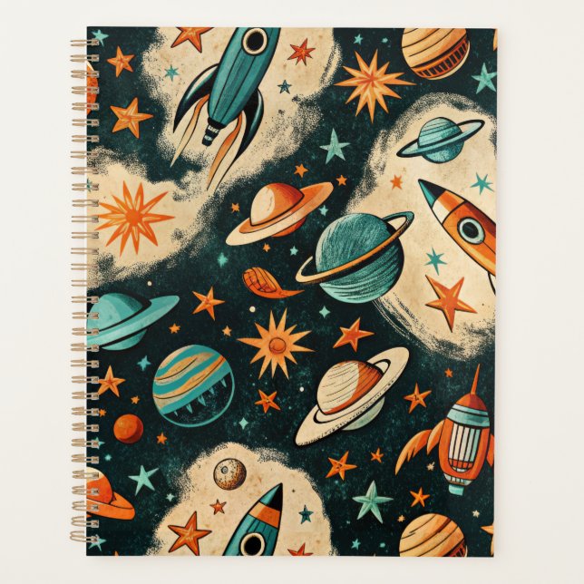 Vintage Spacecraft Rocket Ships Pattern -Cosmos(6) Planner (Front)