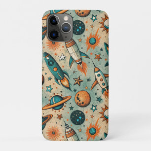 Vintage Spacecraft Rocket Ships Pattern -Cosmos(7) iPhone 11 Pro Case