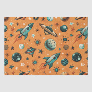 Vintage Spacecraft Rocket Ships Pattern -Cosmos Tissue Paper