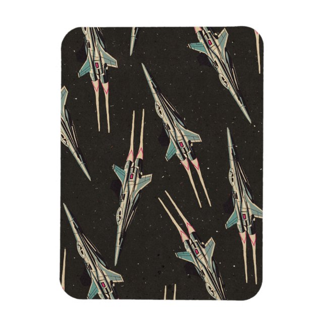 vintage spaceship pattern magnet (Vertical)