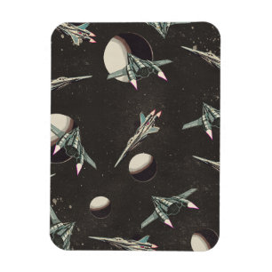 vintage spaceship pattern magnet