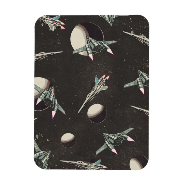 vintage spaceship pattern magnet (Vertical)