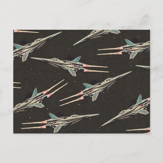 vintage spaceship pattern postcard (Front)