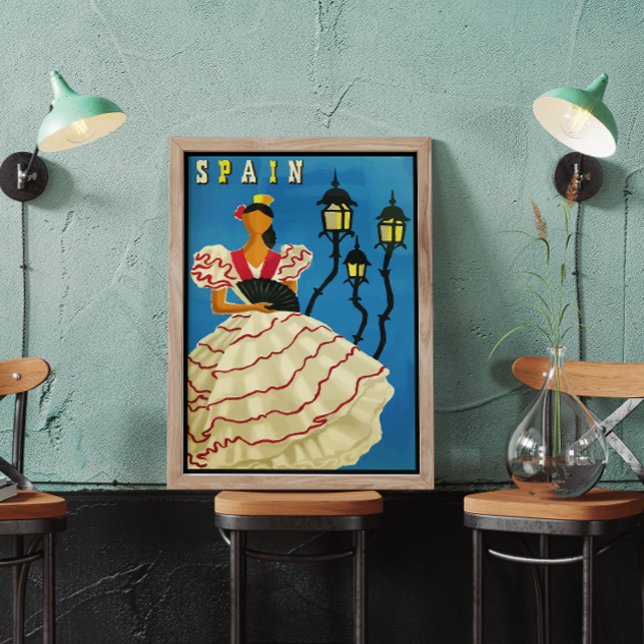 Vintage Spain Black Border Retro Travel Poster (Creator Uploaded)