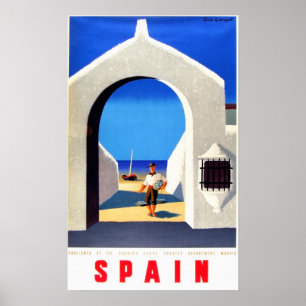 Vintage Spain Fisherman Travel Poster