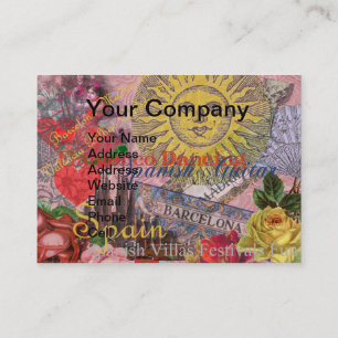 Vintage Spain Sunshine Travel Collage Retro Europe Business Card